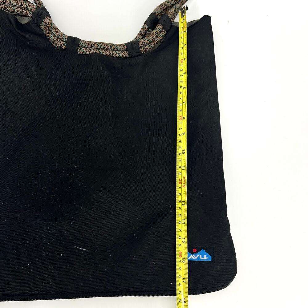 KAVU Black Barter Tote Bag Rope Straps Expandable Sides Preowned - Picture 5 of 8